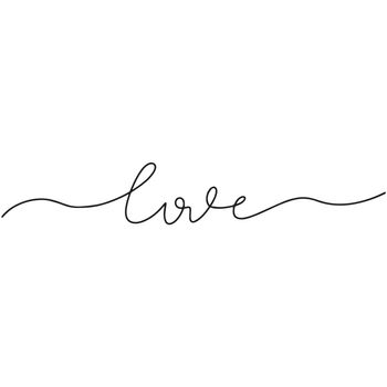 Continuous drawing inscription love. Fashion minimalist illustration. One line drawing.