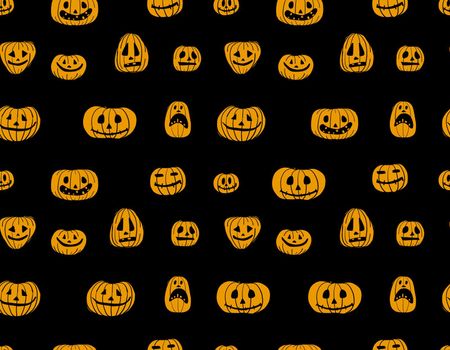 Halloween pumpkins, seamless pattern for your design. Vector illustration