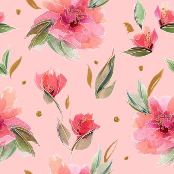 Pink floral seamless pattern with delicate fragrant flowers