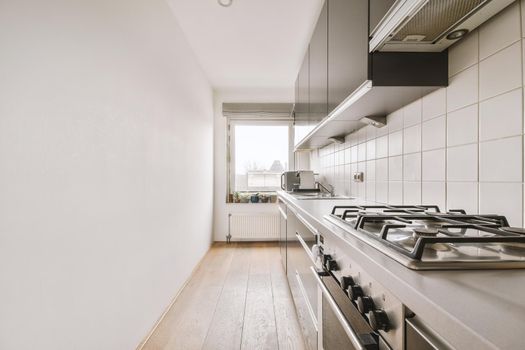 Grey silver kitchen cabinets