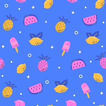 Multicoloured summer fruits seamless pattern for wallpaper, wrapping and textile