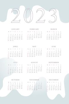 2023 calendar with delicate minimalist design pastel color palette
