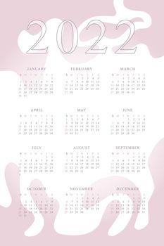 2022 calendar with delicate minimalist design pastel color palette