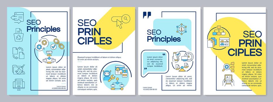 Search engine optimization principle blue and yellow brochure template