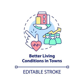 Better living conditions in towns concept icon
