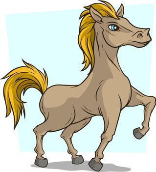 Cartoon cute little standing horse vector icon