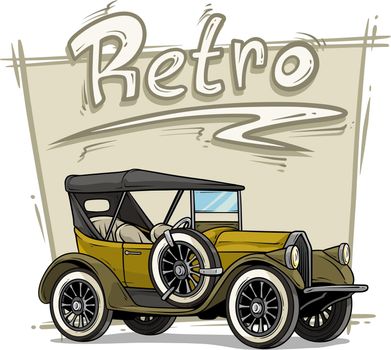 Cartoon retro vintage luxury convertible car