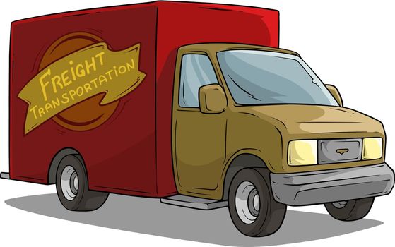 Cartoon freight transportation red cargo truck