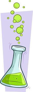 Cartoon chemical flask with green liquid