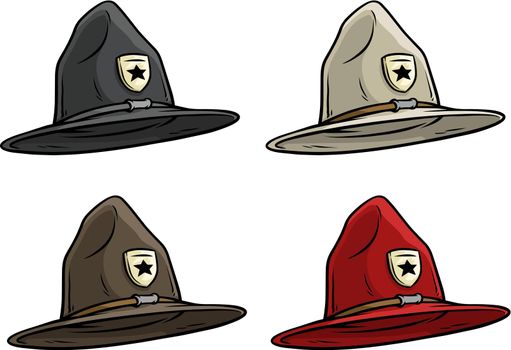 Cartoon canadian ranger top hat vector icon set