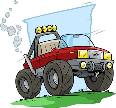 Cartoon red off road monster truck