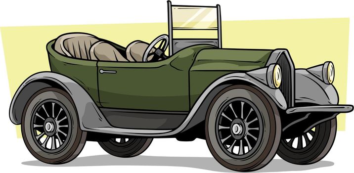Cartoon retro vintage luxury convertible car
