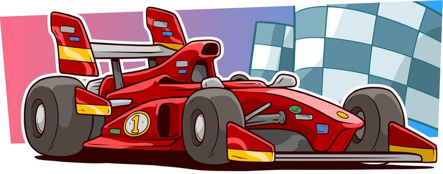Cartoon modern red sport racing car