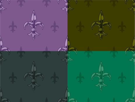 Royal lily graphic seamless color pattern set