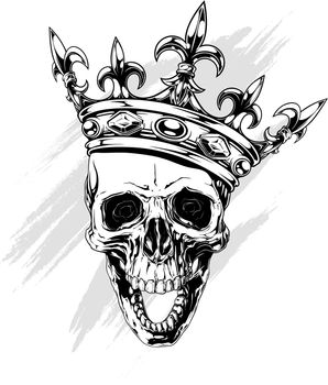Graphic human skull with king crown