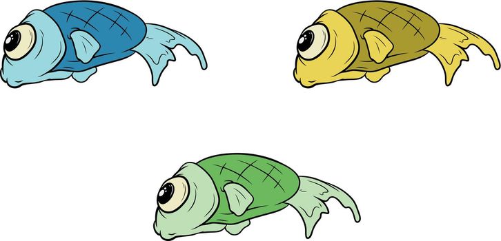 Cartoon set of different fish