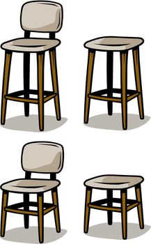 Cartoon wooden chairs vector icon set