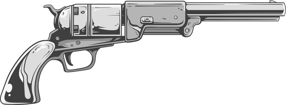 Cool old revolver in white-grey tones
