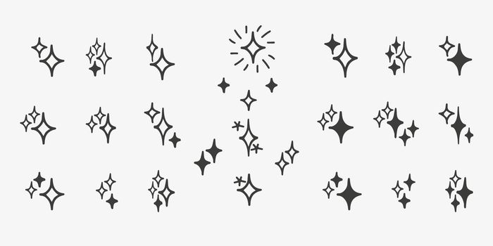 Star hand-drawn icons, rating and rank symbols, decor star collection, vector