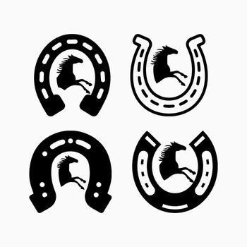 Horseshoe vector sketch icons set. Isolated horse metal retro shoe for mustang or stallion hoof forged by blacksmith with holes for nails. Symbols of Good Luck for talisman or heraldic mascot