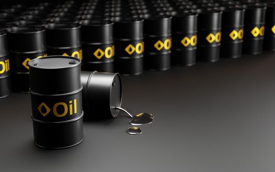 Oil barrels or crude oil 3D render