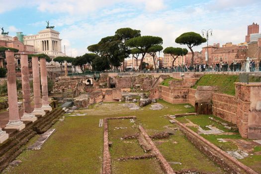 Panoramic view around the Colosseum in city of Rome