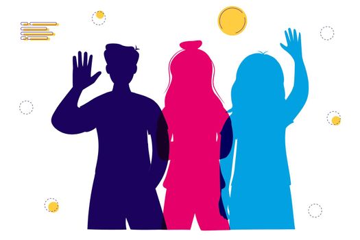 Silhouette faces girls and boys vector Multicultural characters