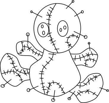 vector illustration of a voodoo doll with needles