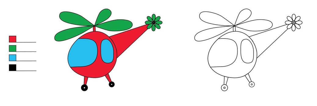helicopter coloring book for kids with flowers