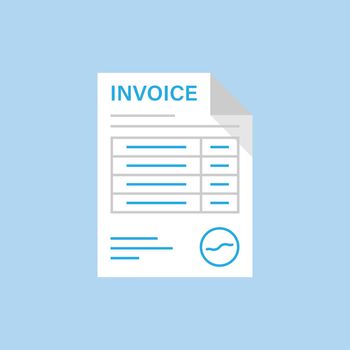 Invoice icon in flat style. Transaction document vector illustration on isolated background. Tax form sign business concept.