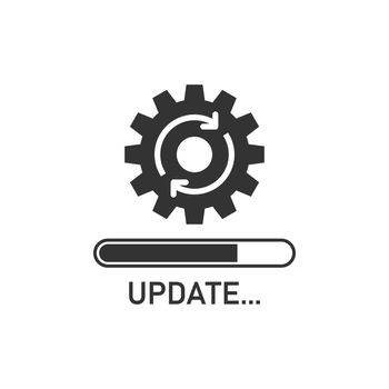 Update software icon in flat style. System upgrade notification vector illustration on isolated background. Progress install sign business concept.