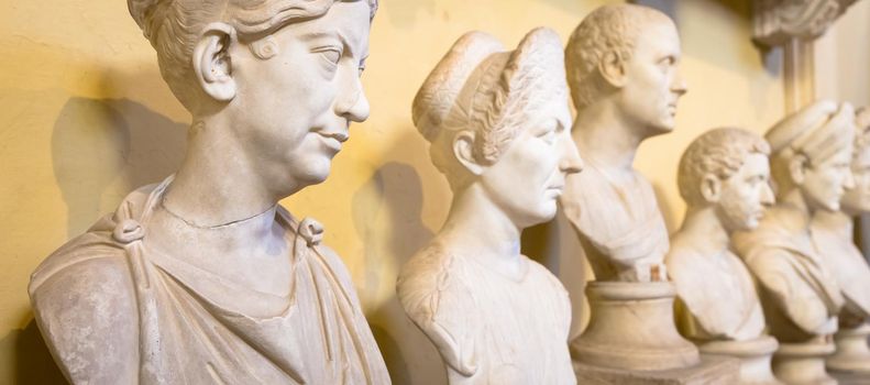 Classic statues perspective in Vatican Museum, Vatican City, Rome