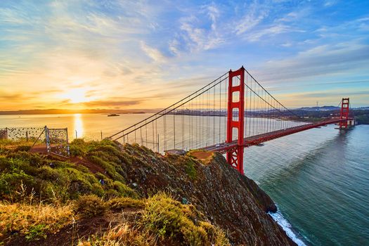 Sunrise at the Golden Gate Bridge in California