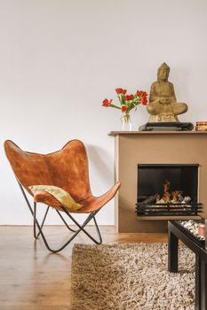 A stylish brown armchair