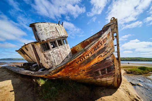 Point Reyes Shipwreck resting on sandy beaches in California