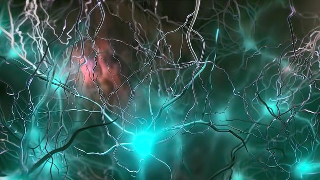 Intro Brain Impulses. Neuron System. Transferring Pulses And Generating