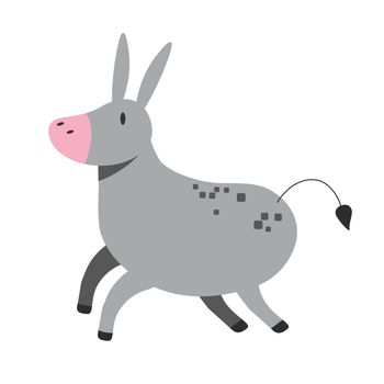 Donkey on white background. brayer isolated. Cartoon Mule. domestic stubborn EPS