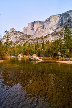 Mirror Lake reflecting Half Dome at Yosemite National Park