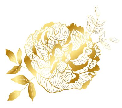 Golden line peony flower in oriental trend