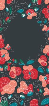 Poppy floral lineart trendy banner