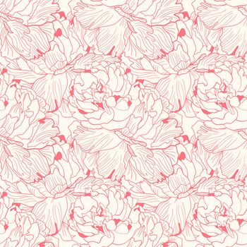 Gentle pink two colors peony seamless pattern