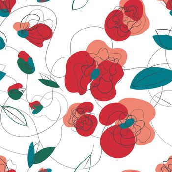 Meadow poppy floral seamless pattern