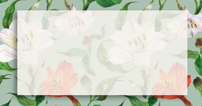 Floral landscape banner with alstroemeria
