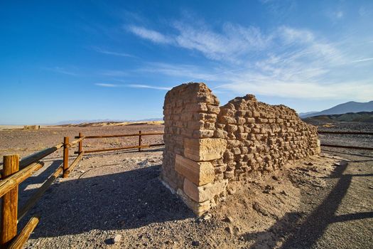 Old stone structure at historical site in Death Valley