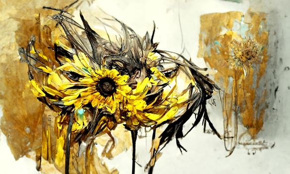 Beautiful Sunflower Force Paintings Modern Abstract Art