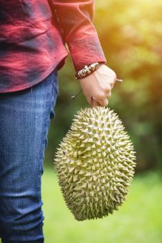 Mon Thong durian fruit in hand