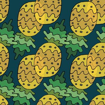Cute pineapple vector repeat pattern design background