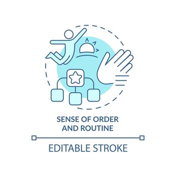 Sense of order and routine turquoise concept icon