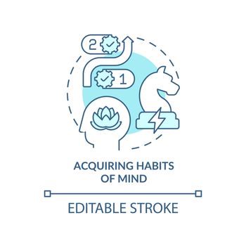 Acquiring habits of mind turquoise concept icon
