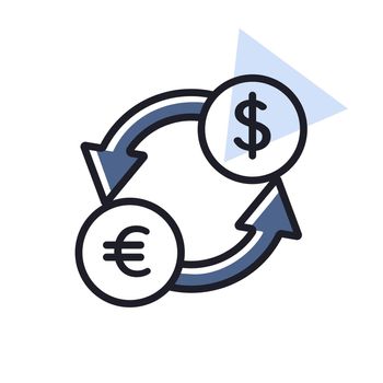 Currency exchange flat vector isolated icon
